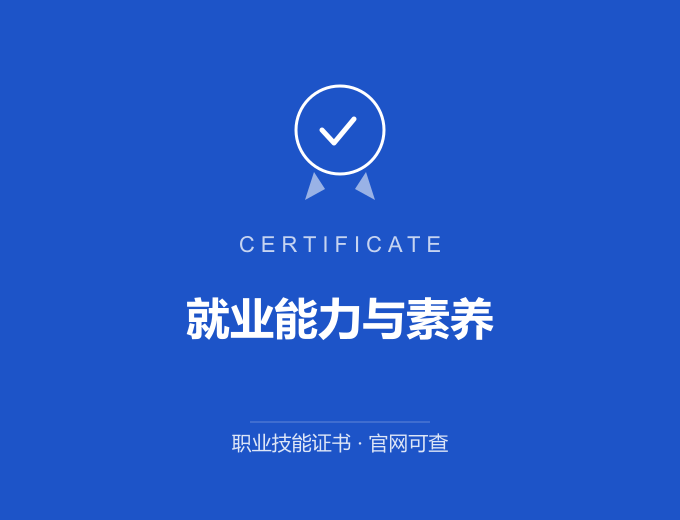 就业能力与素养证书 蓝色证书封面 职业技能证书 发证机构官网可查