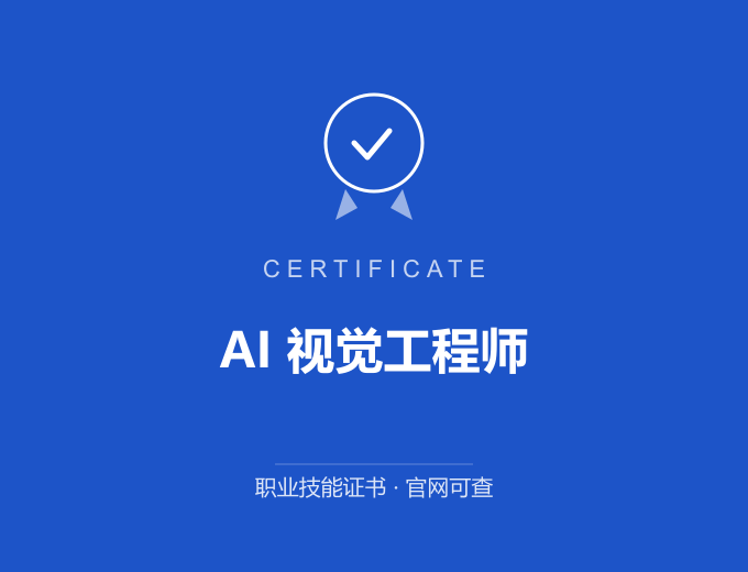AI 视觉工程师证书 蓝色证书封面 职业技能证书 发证机构官网可查
